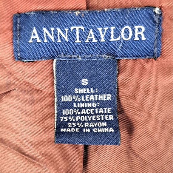 Vintage Ann Taylor Brown Leather Jacket, 1990's, Fleece lined hood, sz M - Picture 5 of 9